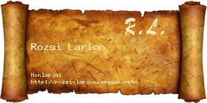 Rozsi Larion névjegykártya